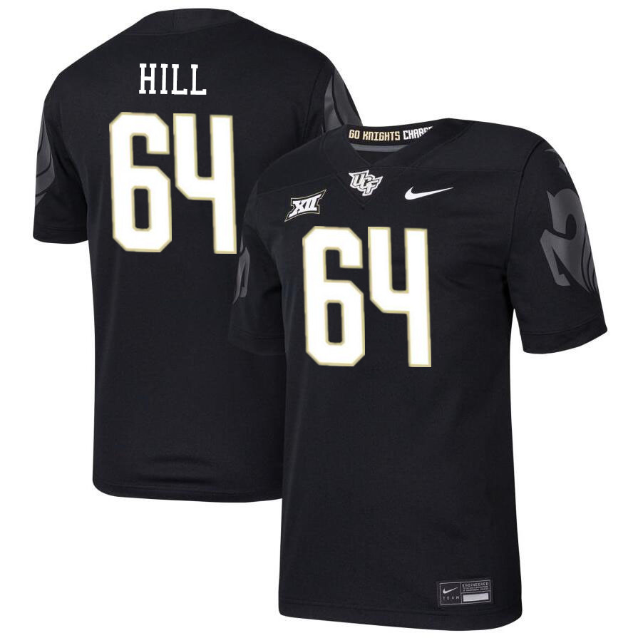 Men #64 Shaheem Hill UCF Knights Big 12 Conference College Football Jerseys Stitched-Black